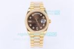 EWF Rolex Golden Day Date Brown Dial Diamond Bezel Men's Replica Watch 36MM